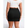 imageSOLY HUX Womens Plus Size High Waist Elastic Slit Sexy Stretch Fitted Bodycon Mini SkirtsPure Black