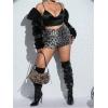 imageSOLY HUX Womens Plus Size Leopard Print Sparkling Mini Shorts High Waisted Sequin Party Shorts ClubwearBlack Leopard
