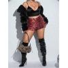 imageSOLY HUX Womens Plus Size Leopard Print Sparkling Mini Shorts High Waisted Sequin Party Shorts ClubwearRed Leopard