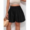 imageSOLY HUX Womens Plus Size Shirred Elastic High Waisted Wide Leg ShortsBlack Plain