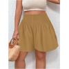 imageSOLY HUX Womens Plus Size Shirred Elastic High Waisted Wide Leg ShortsSolid Khaki