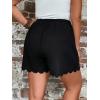 imageSOLY HUX Womens Plus Size Shorts Scallop Hem Elastic High Waisted Casual Summer ShortsSolid Black
