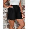 imageSOLY HUX Womens Plus Size Shorts Scallop Hem Elastic High Waisted Casual Summer ShortsSolid Black