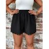 imageSOLY HUX Womens Plus Size Shorts Scallop Hem Elastic High Waisted Casual Summer ShortsSolid Black