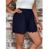 imageSOLY HUX Womens Plus Size Shorts Scallop Hem Elastic High Waisted Casual Summer ShortsSolid Dark Blue