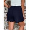 imageSOLY HUX Womens Plus Size Shorts Scallop Hem Elastic High Waisted Casual Summer ShortsSolid Dark Blue