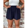 imageSOLY HUX Womens Plus Size Shorts Scallop Hem Elastic High Waisted Casual Summer ShortsSolid Dark Blue