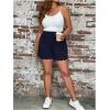imageSOLY HUX Womens Plus Size Shorts Scallop Hem Elastic High Waisted Casual Summer ShortsSolid Dark Blue
