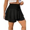 imageSOLY HUX Womens Plus Size Shorts Tie Front Shirred High Waisted Layered Hem Wide Leg Summer Shorts Solid Black 1XL
