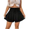 imageSOLY HUX Womens Plus Size Shorts Tie Front Shirred High Waisted Layered Hem Wide Leg Summer Shorts Solid Black 1XL