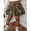 imageSOLY HUX Womens Plus Size Skirt Camo Print High Waisted Pleated A Line Short SkirtsArmy Green Camo