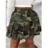 imageSOLY HUX Womens Plus Size Skirt Camo Print High Waisted Pleated A Line Short SkirtsKhaki Camo