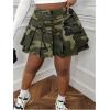 imageSOLY HUX Womens Plus Size Skirt Camo Print High Waisted Pleated A Line Short SkirtsKhaki Camo