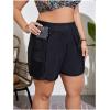 imageSOLY HUX Womens Plus Size Swim Shorts High Waisted Board Shorts Swim Trunks with PocketsSolid Black
