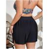 imageSOLY HUX Womens Plus Size Swim Shorts High Waisted Board Shorts Swim Trunks with PocketsSolid Black