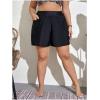 imageSOLY HUX Womens Plus Size Swim Shorts High Waisted Board Shorts Swim Trunks with PocketsSolid Black