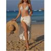 imageSOLY HUX Womens Sarong Cover Ups 3D Floral Side Split Swimsuit Vacation Beach Long Skirts WrapsSolid Beige