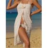 imageSOLY HUX Womens Sarong Cover Ups 3D Floral Side Split Swimsuit Vacation Beach Long Skirts WrapsSolid Beige