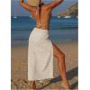 imageSOLY HUX Womens Sarong Cover Ups 3D Floral Side Split Swimsuit Vacation Beach Long Skirts WrapsSolid Beige