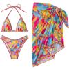 imageSOLY HUX Womens Boho Bikini Set Printed Halter Triangle Swimsuit Beach Vacation Swimwear with Cover Up SkirtsMulti Printed