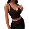 imageSOLY HUX Womens Crochet Knit Swimsuit Bathing Suits Cover up Vest Top Hollow Out Beachwear Crop Tank TopsSolid Black