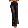 imageSOLY HUX Womens High Waist Sheer Mesh Swimsuit Cover up Pants See Through Wide Leg Bikini Beach Pants SwimwearPlain Black Glitter