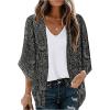 imageSOLY HUX Womens Paisley Print Blouse 34 Sleeve Cardigan Kimono Coverup Oversized Open Front Shirt TopsBlack Paisley