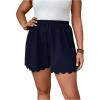 imageSOLY HUX Womens Plus Size Shorts Scallop Hem Elastic High Waisted Casual Summer ShortsSolid Dark Blue
