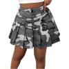 imageSOLY HUX Womens Plus Size Skirt Camo Print High Waisted Pleated A Line Short SkirtsGrey Camo