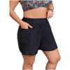 imageSOLY HUX Womens Plus Size Swim Shorts High Waisted Board Shorts Swim Trunks with PocketsSolid Black