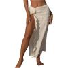 imageSOLY HUX Womens Sarong Cover Ups 3D Floral Side Split Swimsuit Vacation Beach Long Skirts WrapsSolid Beige