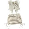 imageSOLY HUX Womens Twist Front Strapless Tube Top and Skirts Y2k Matching Set Summer 2 Pieces OutfitsSolid Apricot