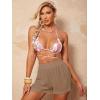 imageSOLY HUX Swim Cover Up Shorts for Women Sheer Split Bikini Shorts Beach SwimwearSolid Khaki
