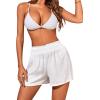 imageSOLY HUX Swim Cover Up Shorts for Women Sheer Split Bikini Shorts Beach SwimwearWhite Solid