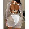 imageSOLY HUX Womens 3 Piece Swimsuit Halter Triangle Bikini Sets Bathing Suit with Hollow Out Cover UpSolid White
