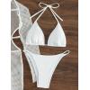 imageSOLY HUX Womens 3 Piece Swimsuit Halter Triangle Bikini Sets Bathing Suit with Hollow Out Cover UpSolid White