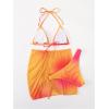 imageSOLY HUX Womens 3 Piece Swimsuit Ombre Halter Triangle Bikini Set Bathing Suit with Cover Up Beach SkirtOrange Ombre