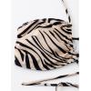 imageSOLY HUX Womens 3 Piece Swimsuit Zebra Striped Halter Bikini Set Bathing Suit with Cover Up Beach SkirtApricot Printed