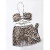 imageSOLY HUX Womens 3 Piece Swimsuit Zebra Striped Halter Bikini Set Bathing Suit with Cover Up Beach SkirtApricot Printed