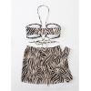 imageSOLY HUX Womens 3 Piece Swimsuit Zebra Striped Halter Bikini Set Bathing Suit with Cover Up Beach SkirtApricot Printed