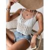 imageSOLY HUX Womens Beach Cover Up Summer Hollow Out Sleeveless Swim Bikini Swimsuit Cover Up TopSolid White