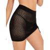 imageSOLY HUX Womens Cover Up Elastic Waist Tassel Crochet Hollow Out Sheer Beach Swimwear Mini SkirtBlack Solid