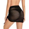 imageSOLY HUX Womens Cover Up Elastic Waist Tassel Crochet Hollow Out Sheer Beach Swimwear Mini SkirtBlack Solid