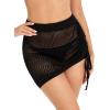 imageSOLY HUX Womens Cover Up Elastic Waist Tassel Crochet Hollow Out Sheer Beach Swimwear Mini SkirtBlack Solid