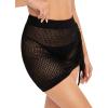 imageSOLY HUX Womens Cover Up Elastic Waist Tassel Crochet Hollow Out Sheer Beach Swimwear Mini SkirtBlack Solid