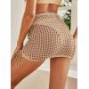 imageSOLY HUX Womens Cover Up Elastic Waist Tassel Crochet Hollow Out Sheer Beach Swimwear Mini SkirtCamel