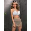 imageSOLY HUX Womens Cover Up Elastic Waist Tassel Crochet Hollow Out Sheer Beach Swimwear Mini SkirtKhaki Plus