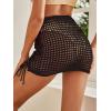 imageSOLY HUX Womens Cover Up Elastic Waist Tassel Crochet Hollow Out Sheer Beach Swimwear Mini SkirtPlain Black