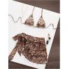 imageSOLY HUX Womens Leopard Print Cover Up Skirts Layered Ruffle Tie Side Wraps BeachwearBrown Leopard