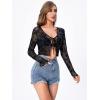 imageSOLY HUX Womens Long Sleeve Floral Lace Cropped Cardigan Mesh Sheer Tie Front Y2K Crop Tops 2023 FashionPure Black Floral
